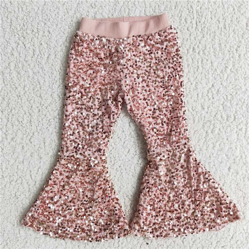 E2-28 Pink Baby Girls Sequins Bell Pants