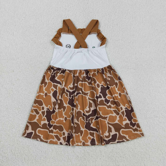 Baby Girls Hunting Mallard Duck Dog Camo Strap Knee Length Dress