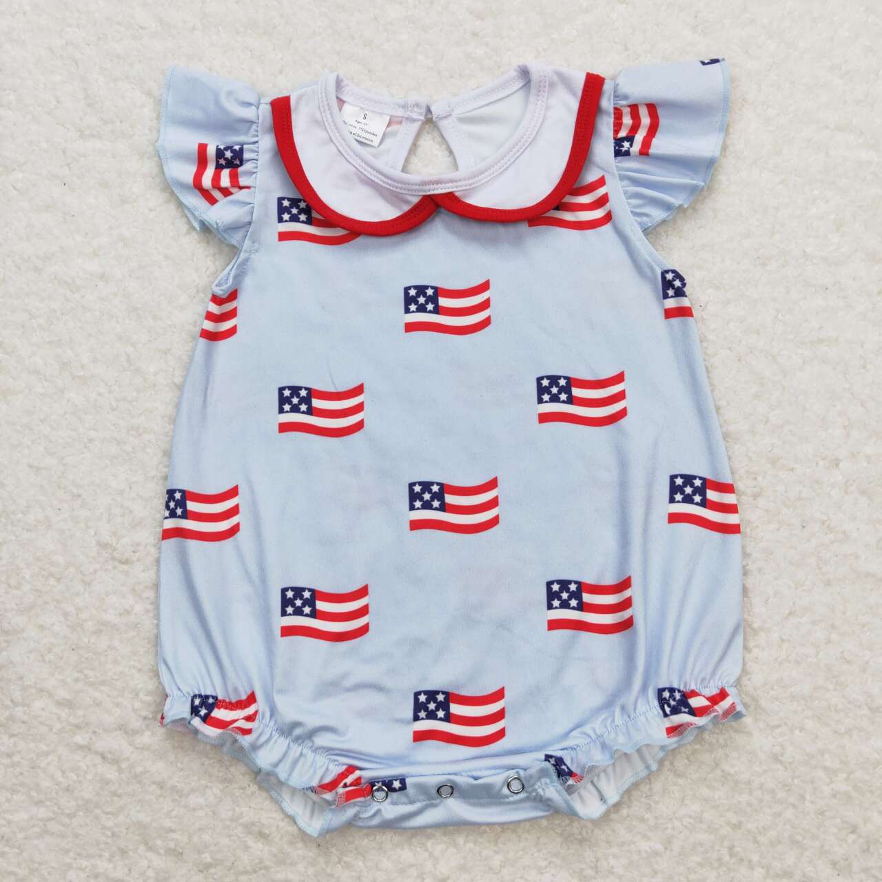 SR1123 Flag Baby Girls 4th of July Doll Collar Romper