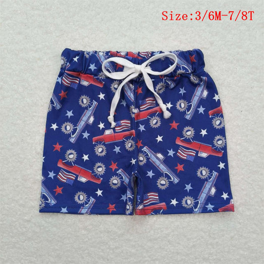 SS0205 Monster Trucks Stars Kids 4th of July Bottom Shorts
