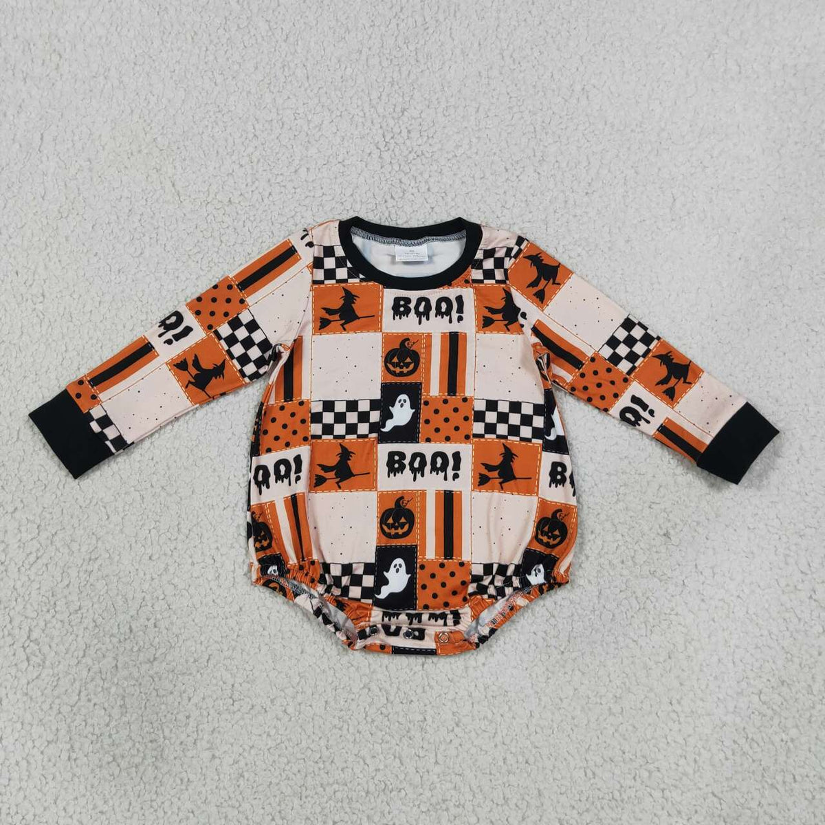 Baby Boys Halloween Boo Long Sleeve Bubbble Romper
