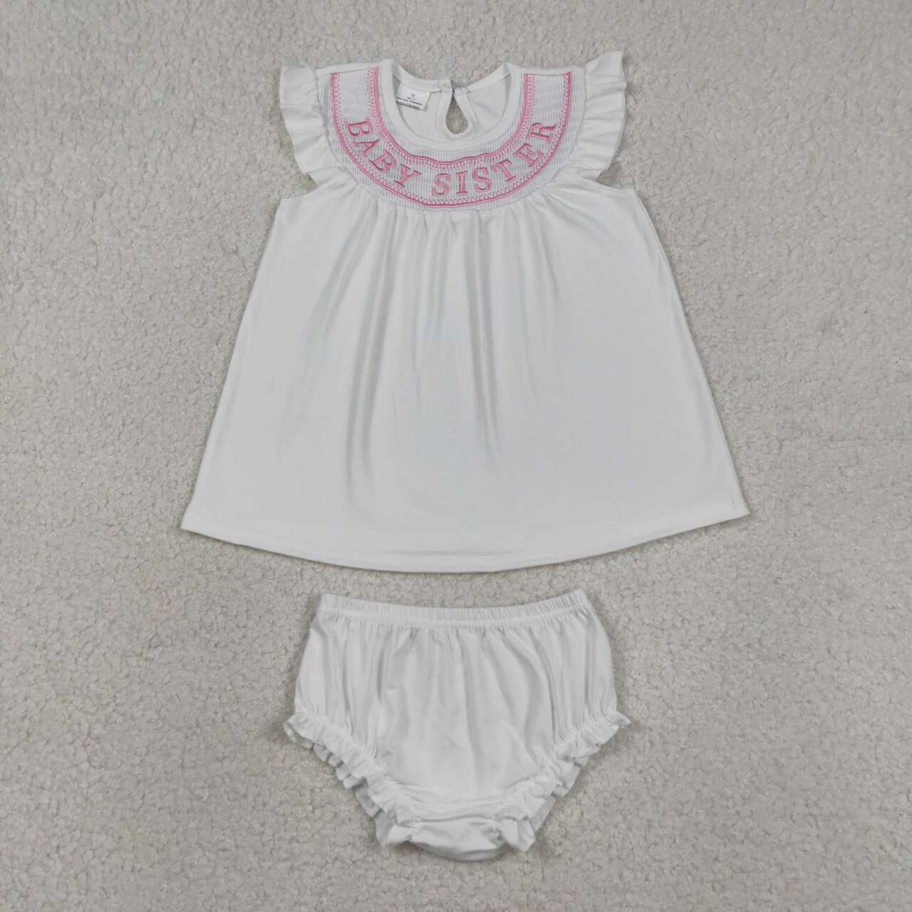 Baby & Sister & Brother Embroidery Romper Dress Sibling Summer Smocked Matching Wear