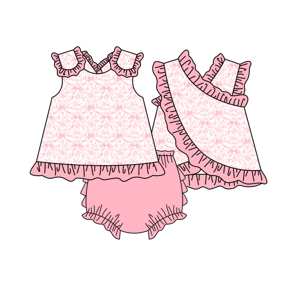 3.26 Baby Girl Pink Floral Ruffle Top & Bloomer Shorts Set Preorder