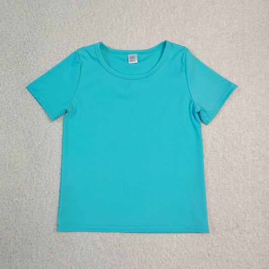 GT1640 Blue Color Girls Active Short Sleeve Kids Tee Shirts Top