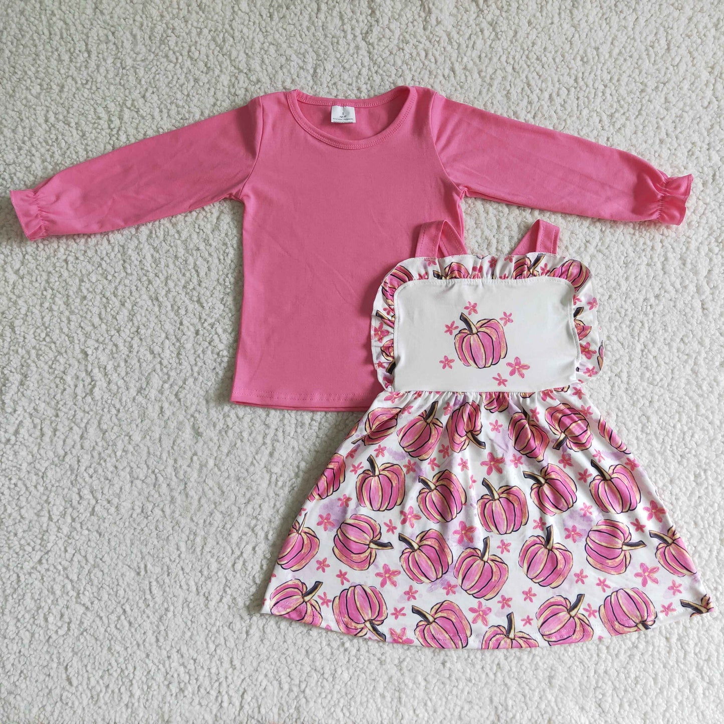 Girls pink fall pumpkin Outfits   GLD0032