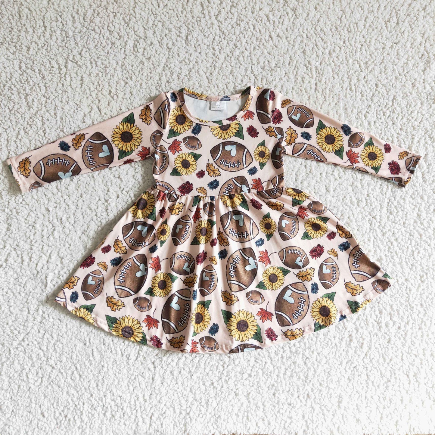 Girls long sleeve football sunflower print dress       GLD0137