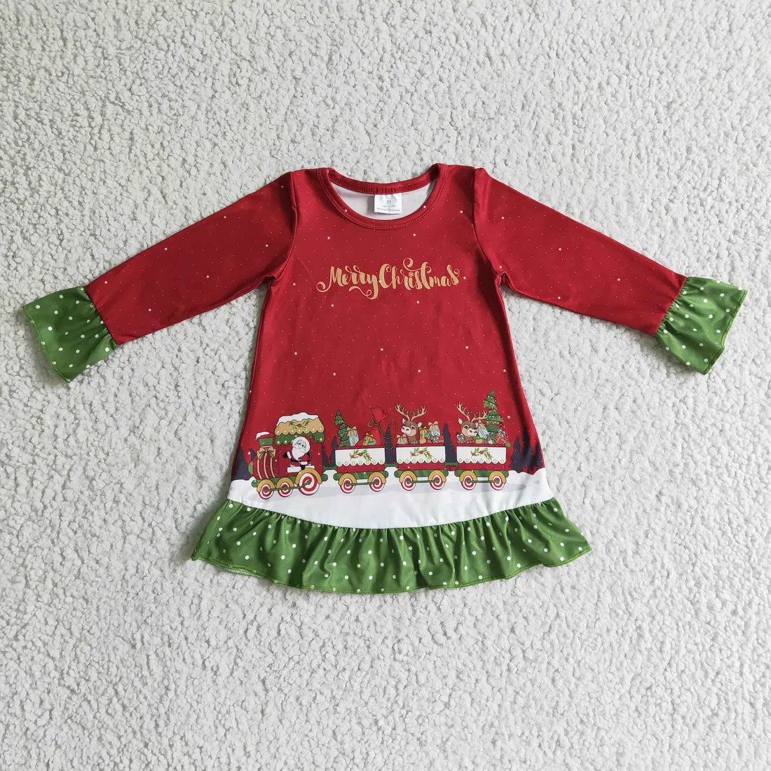 Sibling Baby Girls Deer Plaid Button Pockets Christmas Ruffle Knee Length Dresses