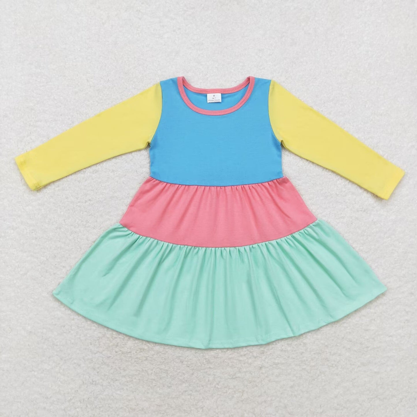 Sibling Baby Boys Girls Patchwork Clothes Set Knee Length Dresses