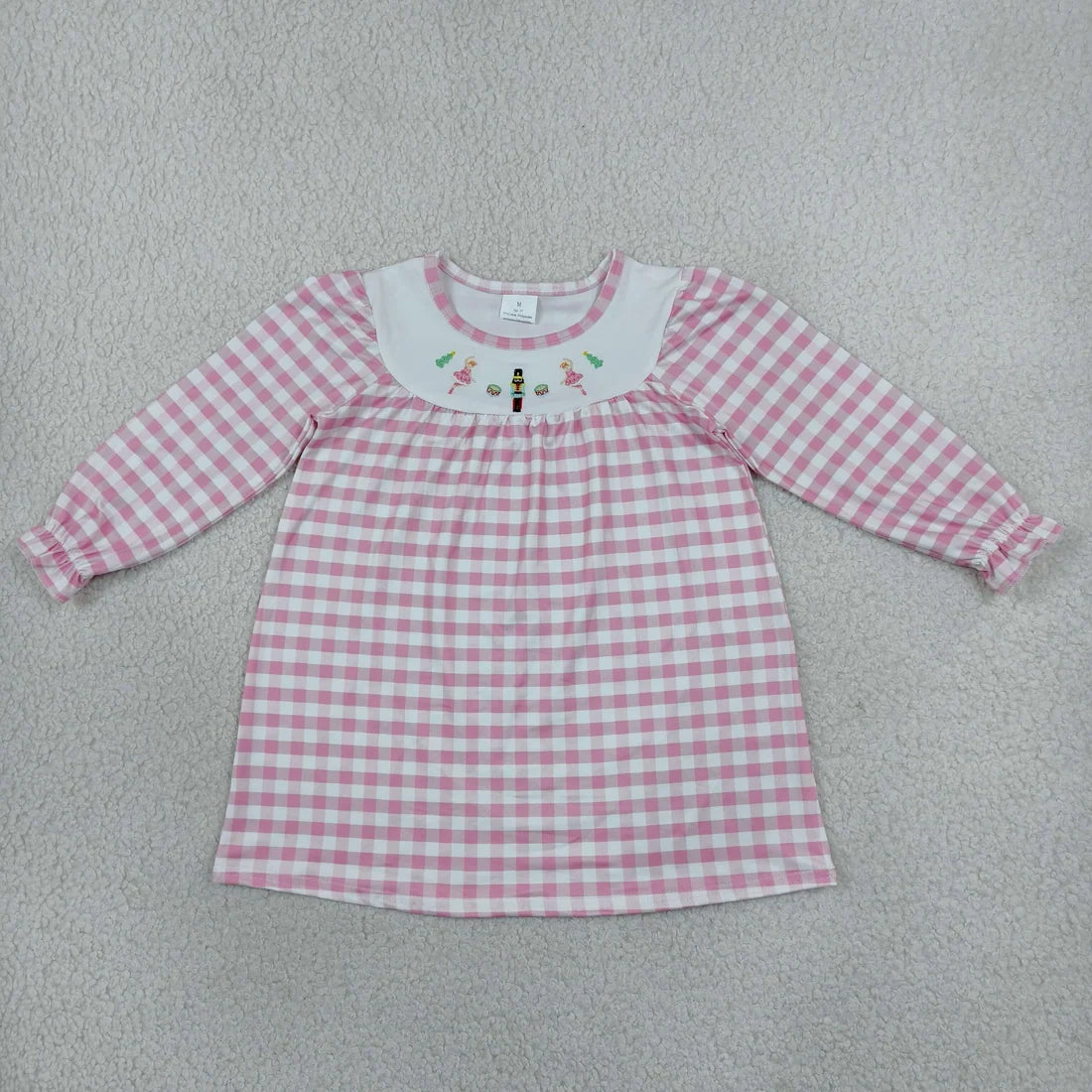 Sibling  Baby Girls Embroidery Soldiers Tree Pink GIngham Tunic Outfit +Dress