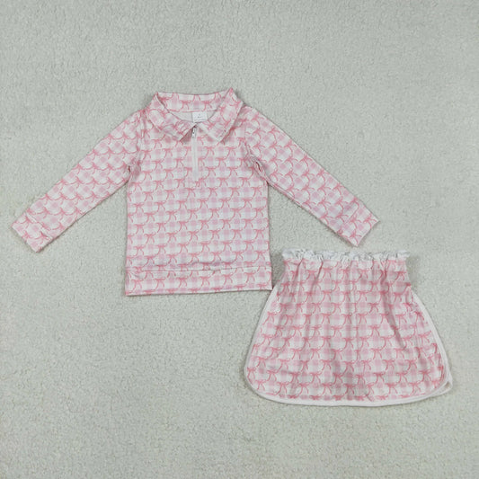 Sibling Baby Girls Long Sleeve Flowers Bows Zip Pumpkins Top Skirt Short Clothes Sets