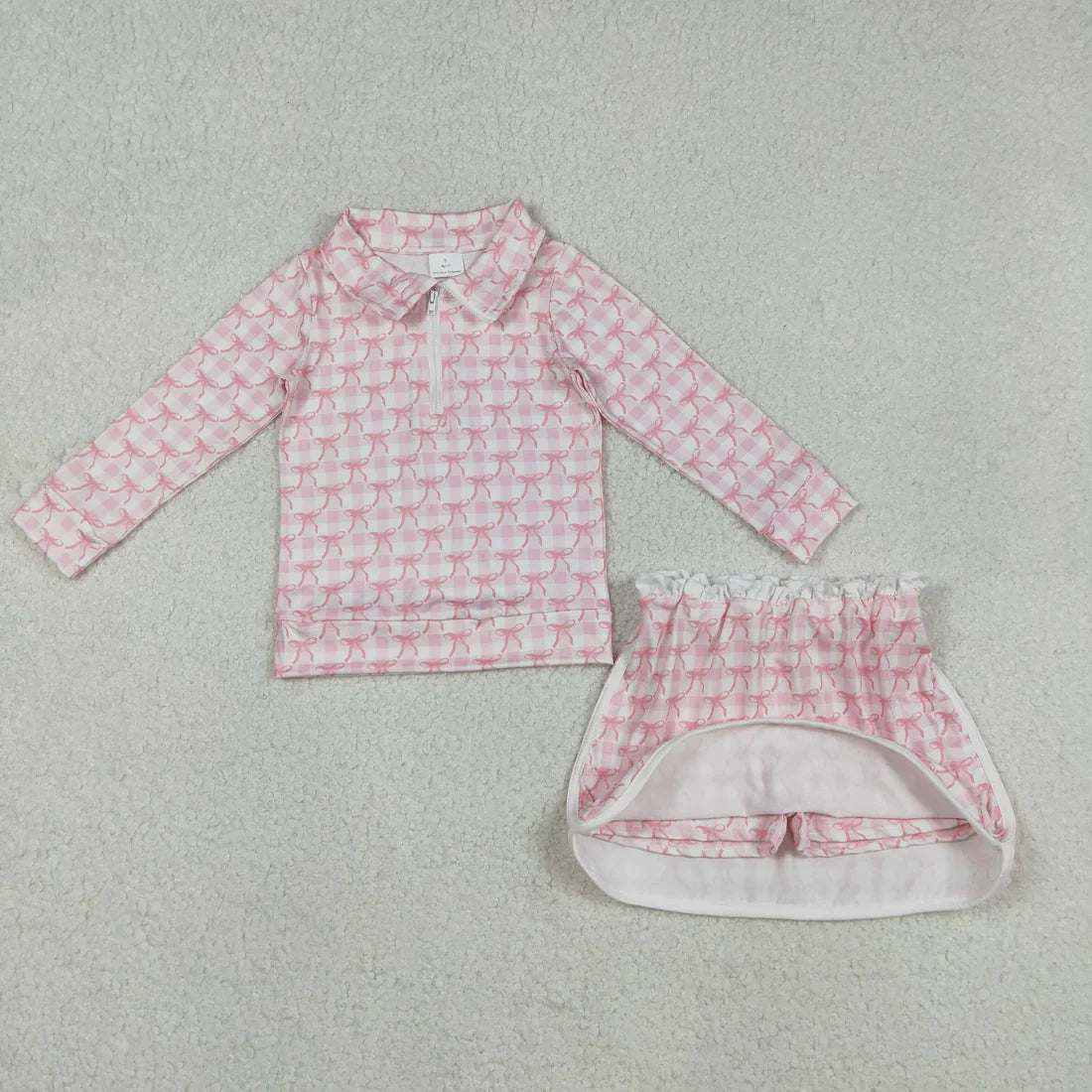 Sibling Baby Girls Long Sleeve Flowers Bows Zip Pumpkins Top Skirt Short Clothes Sets