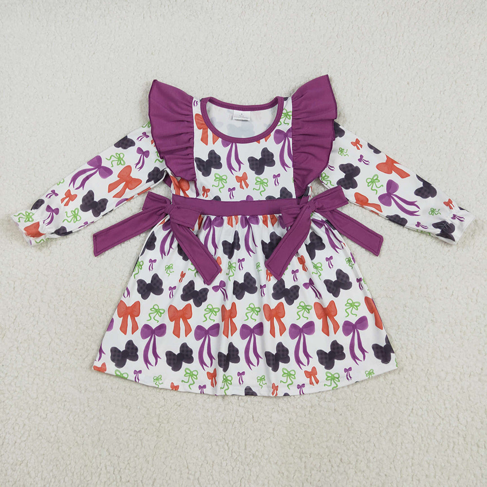 GLD1113 Colorful Bows Girls Halloween Knee Length Dress