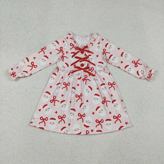 Baby Girls Red Bows Santa Christmas Long Sleeve Dress