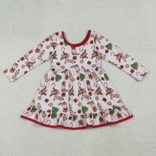 Baby Girls Boots Holly Christmas Long Sleeve Dress