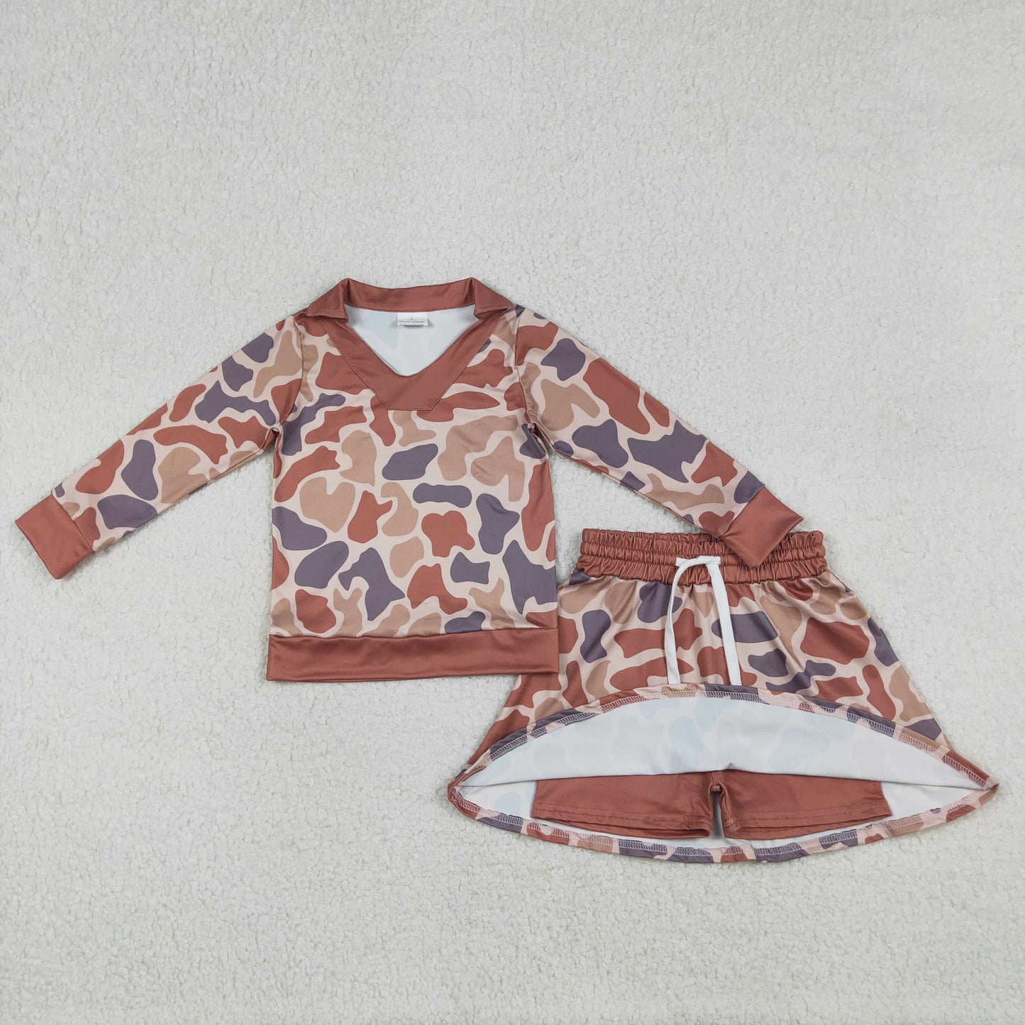 Sibling Baby Girls Southern Camo Long Sleeve Top Skirt Shorts Clothes Sets