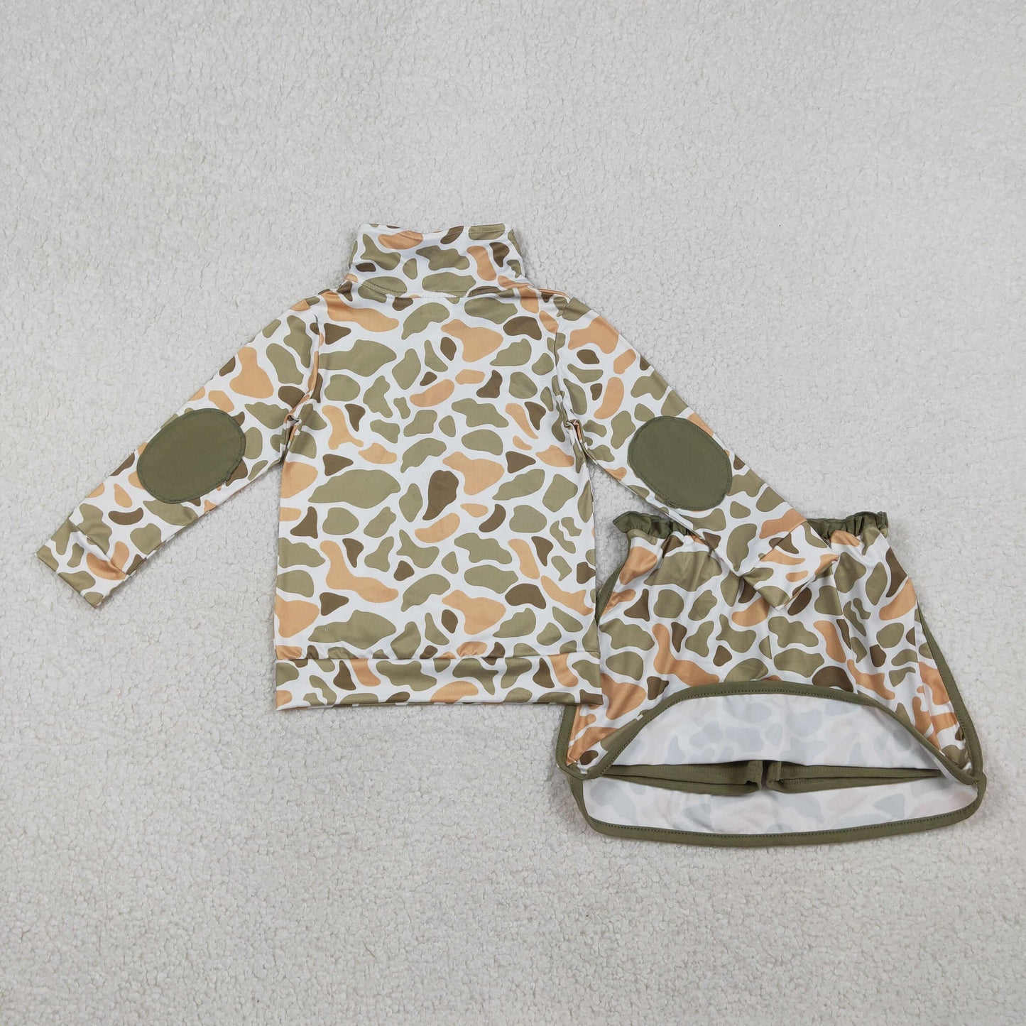 Sibling Baby Girls Southern Camo Zipper Pullover Skirt Shorts Clothes Sets