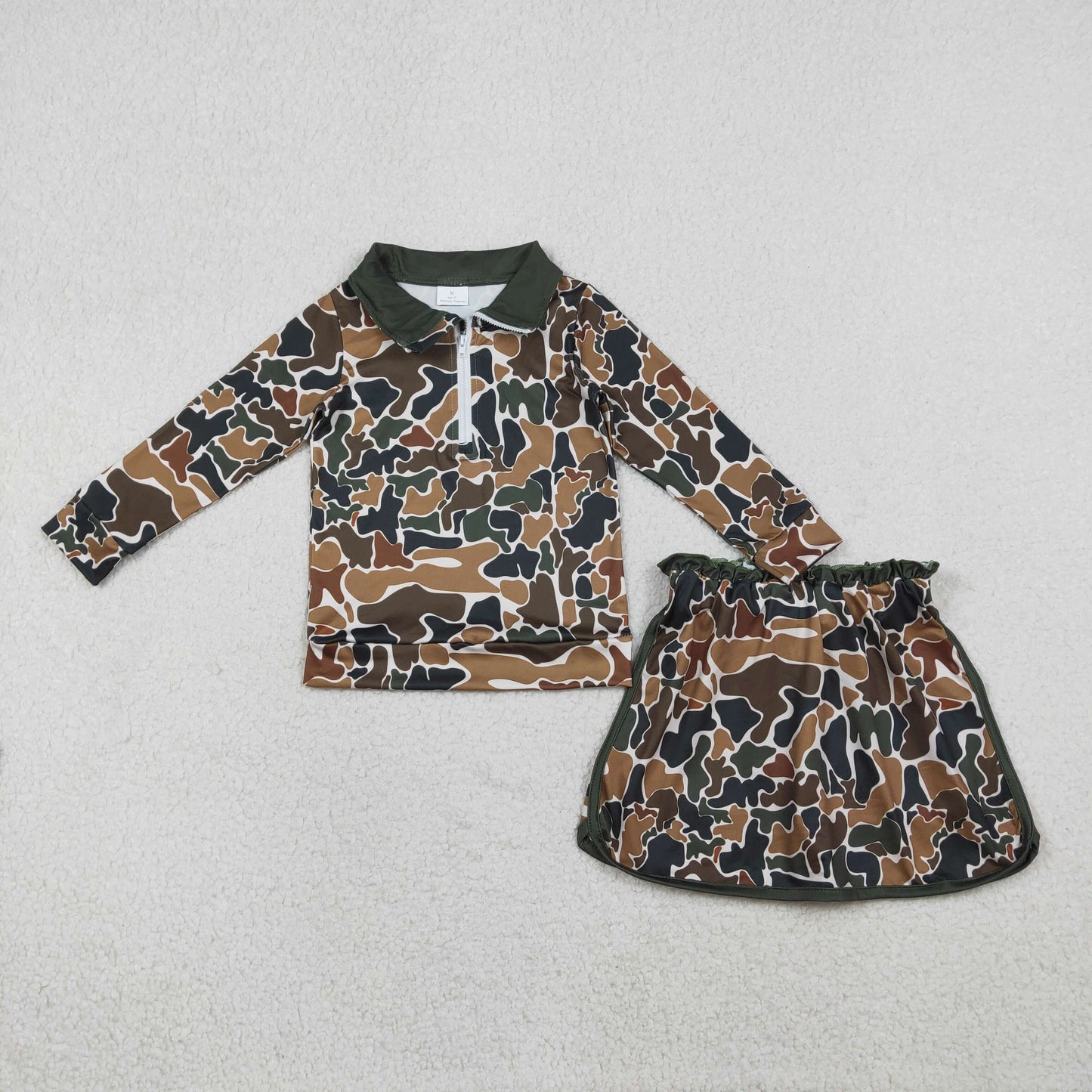 Sibling Baby Girls Southern Camo Zipper Pullover Skirt Shorts Clothes Sets