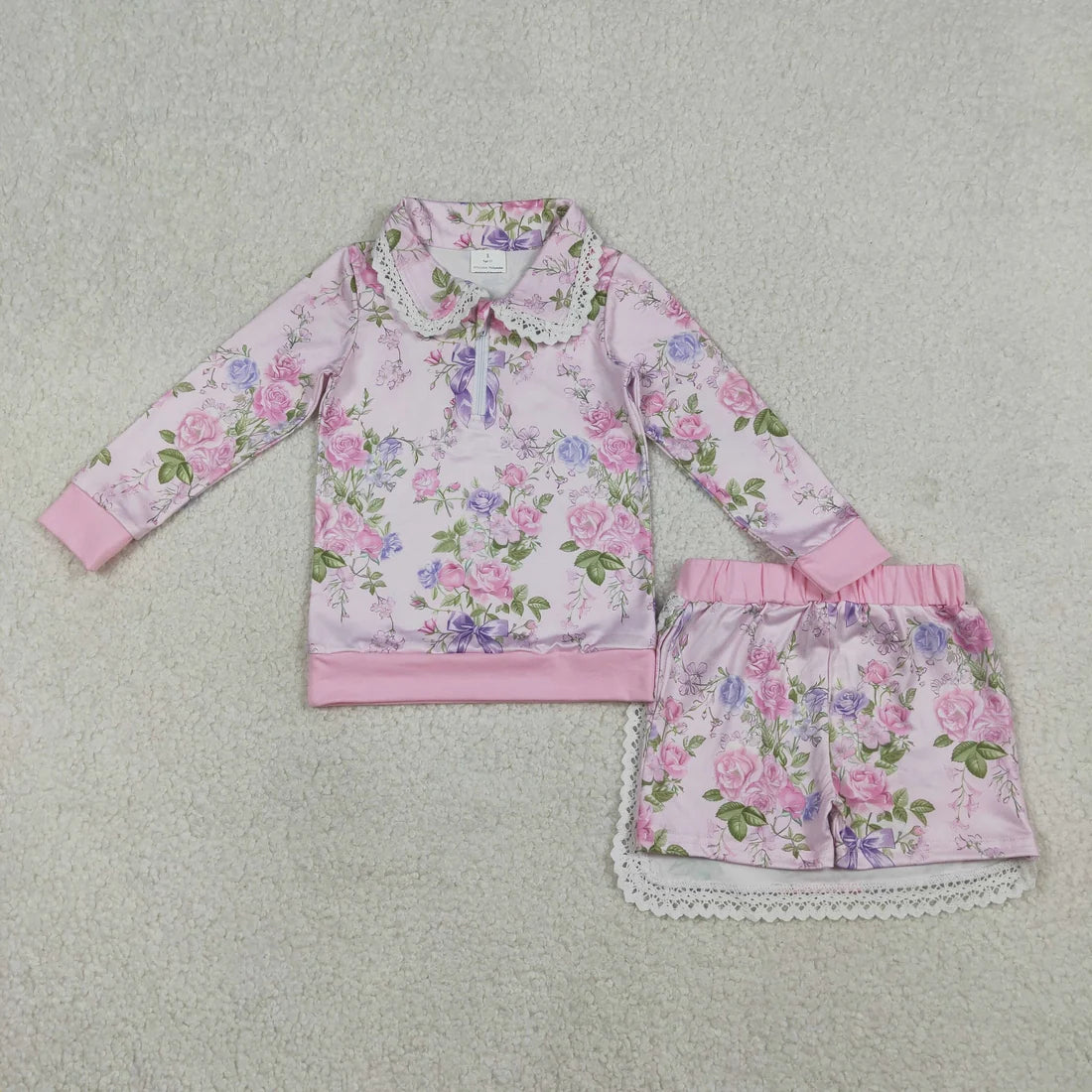 Sibling Baby Girls Long Sleeve Flowers Bows Zip Pumpkins Top Skirt Short Clothes Sets