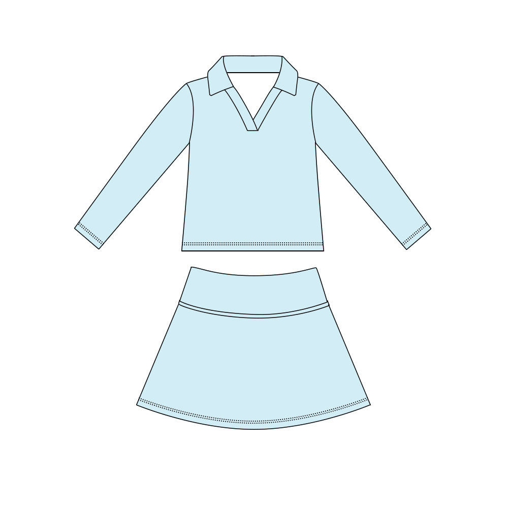4.15 GLD1589 Light Blue Pullover  Top with Skort Active Outfit Preorder