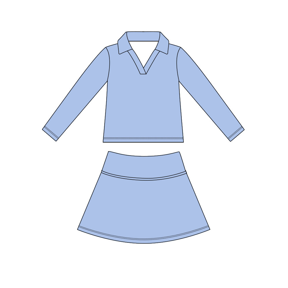 4.15  Blue Pullover  Top with Skort Active Outfit Preorder