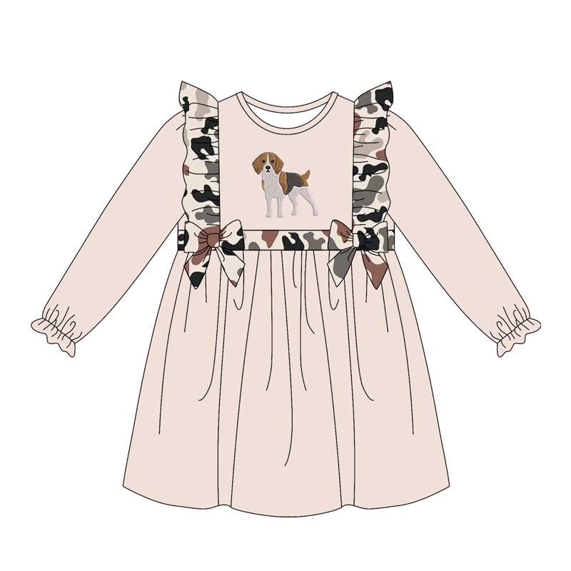 4.15 GLD1599 Preorder Dog Camo Girls Knee-length Dress