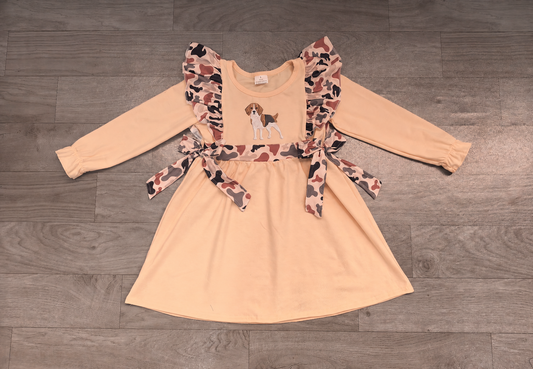 4.15 GLD1599 Preorder Dog Camo Girls Knee-length Dress