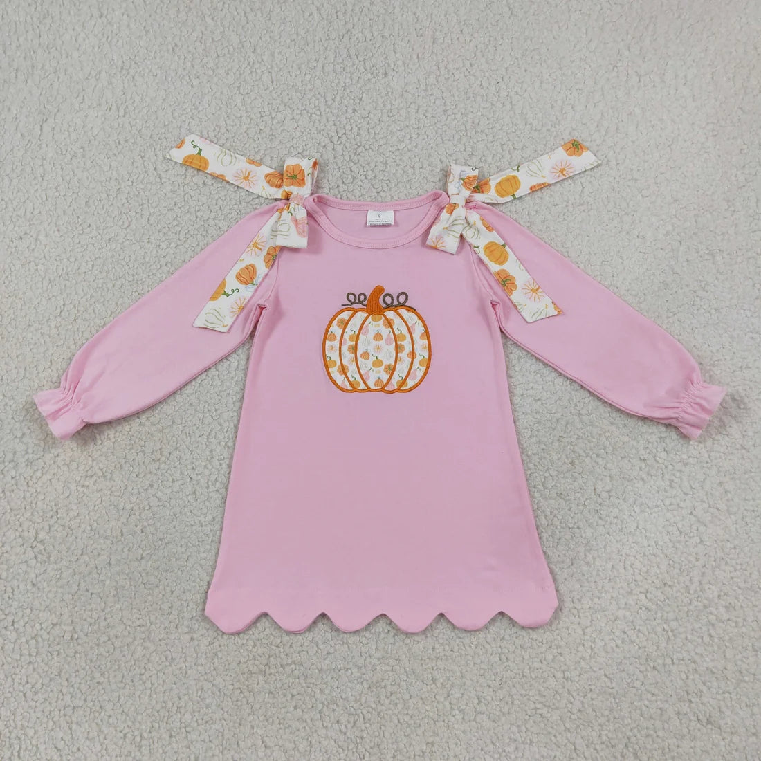 Sibling Baby Girls Embroidery Floral Pumpkin Pink Top Skirt Set +Dress