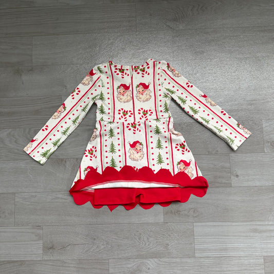 6.24 GLD1650 Baby Girls Christmas Santa Long Sleeve Active Dress With Bow