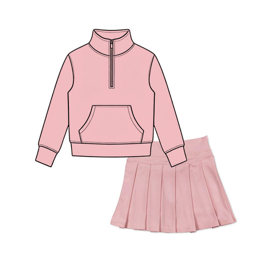 6.30 Preorder  Baby Girls Pink Pullover Top With Skort Active Outfit