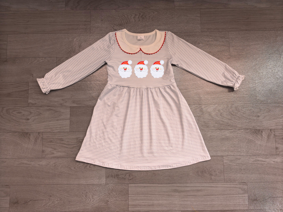 7.2 Preorder Kids Girls Christmas Santa Blue Long Sleeve Dress