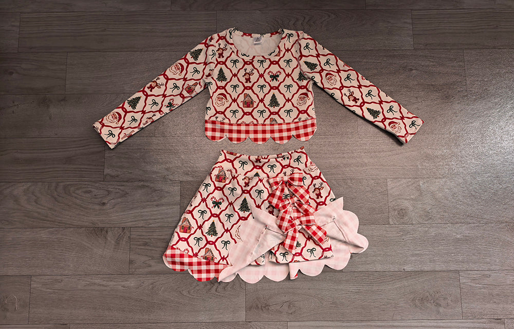 7.6 Preorder KIds Girls Christmas  Bear Pink Leoaprd Active Outfit