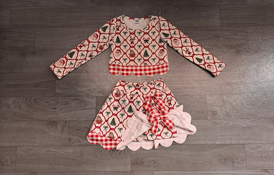 7.6 Preorder KIds Girls Christmas  Bear Pink Leoaprd Active Outfit