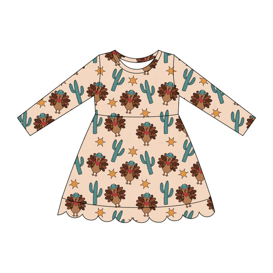7.6 Preorder KIds Girls Western Thanksgiving Long Sleeve Dress