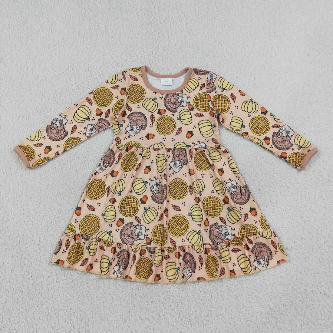 Sibling Baby Girls and Boys Pumpkin Pie Turkey Hoodie Outfit +Dress