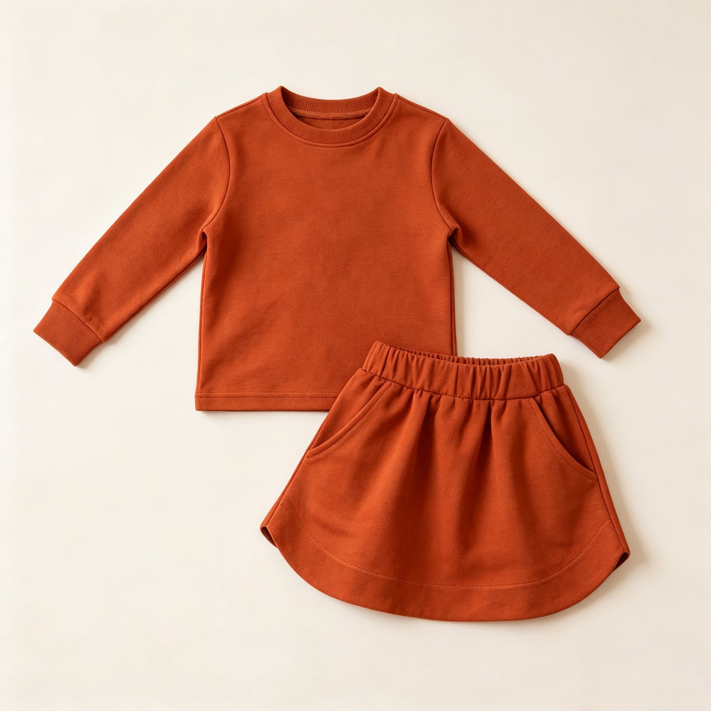 7.20  GLD1696 Preorder Pumpkin Cotton Long Sleeve Top Skort Girls Fall Clothes Set