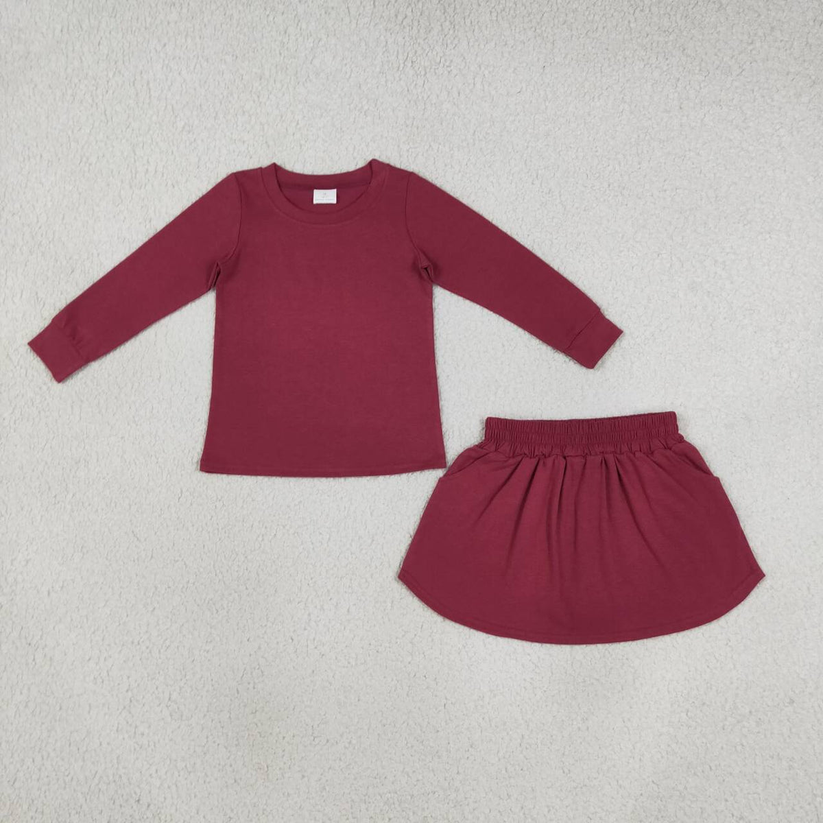 Sibling Kids Girls Cotton Long Sleeve  Top with Skirt Outfit