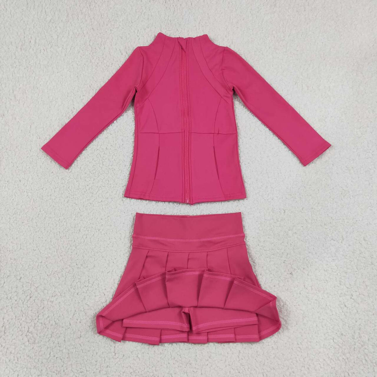 Sibling Kids Girls Solid Color Zipper Jacket with Skort Active Yoga Outfit