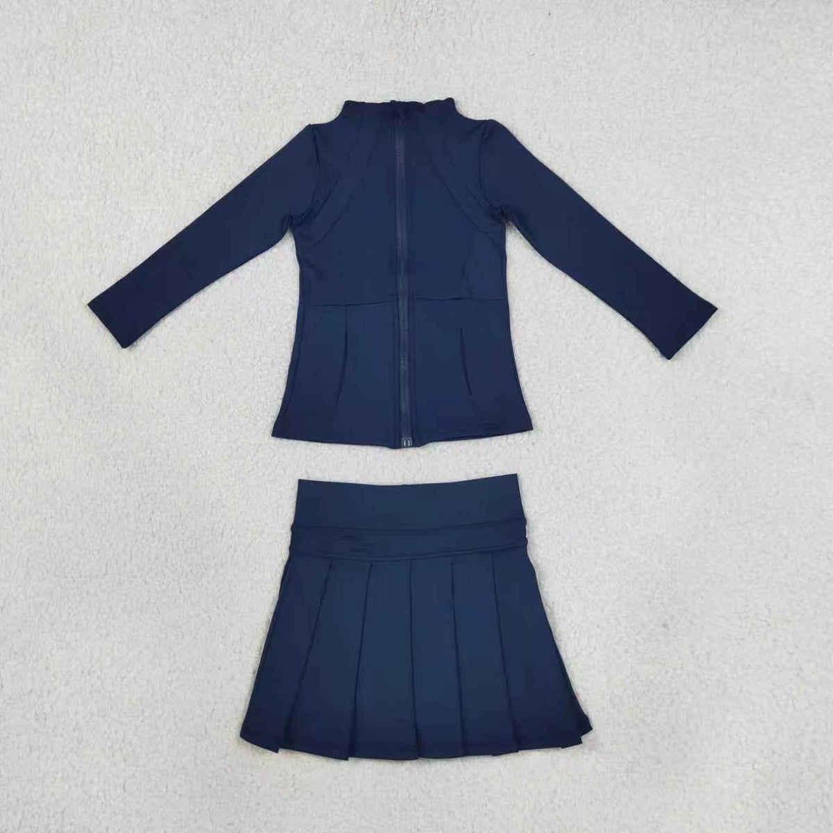 Sibling Kids Girls Solid Color Zipper Jacket with Skort Active Yoga Outfit