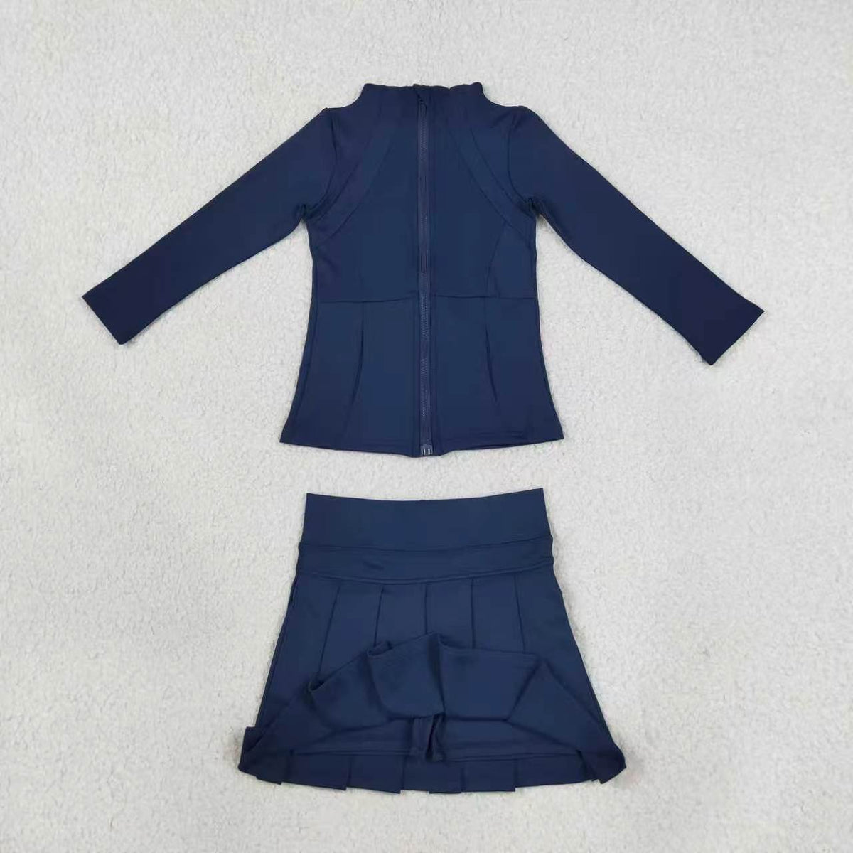 Sibling Kids Girls Solid Color Zipper Jacket with Skort Active Yoga Outfit