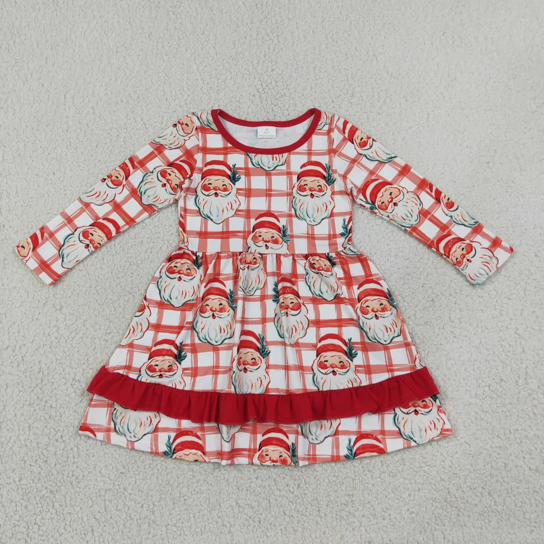 Sibling Baby Girls Christmas Santa Plaid Long Sleeve Pajama Set Dress Blanket