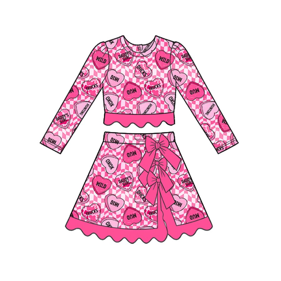 9.5 Preorder Baby Girls Valentine Candy Heart  Scalloped Active Outfit
