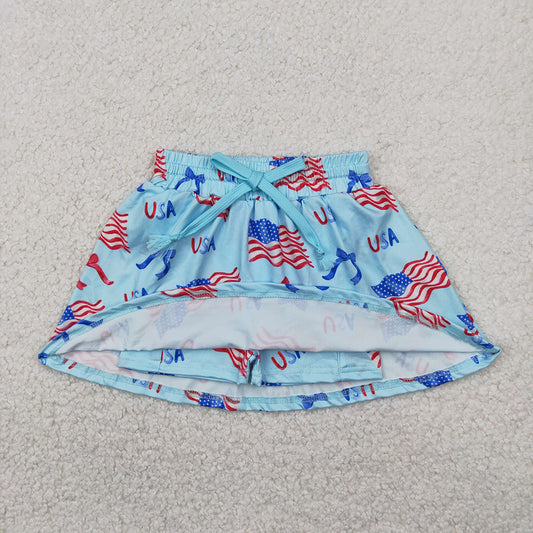 GSD2482 ALL AMERICA BABE Top Flag Skort Baby Girls 4th of July Clothes Sets