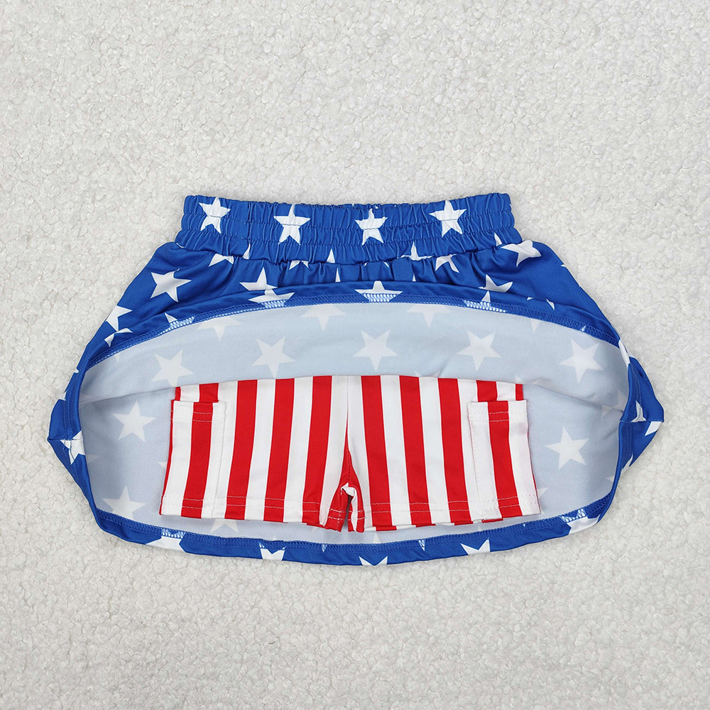 GLK0051 Stars Stripes Print Girls 4th of July Bottom Skort