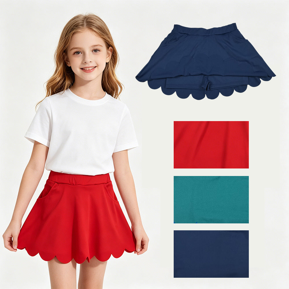 3 Colors Girls Bottom Scallop Yoga Skort Sisters Wear