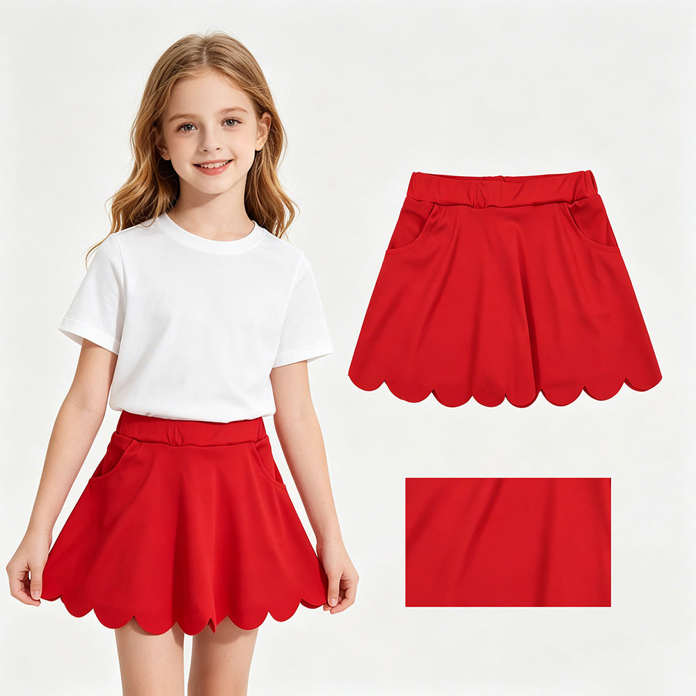 3 Colors Girls Bottom Scallop Yoga Skort Sisters Wear