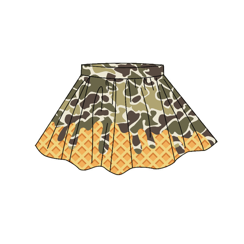 4.7 GLK0273 Preorder Camo Drip Girls Bottom Yoga Skirts
