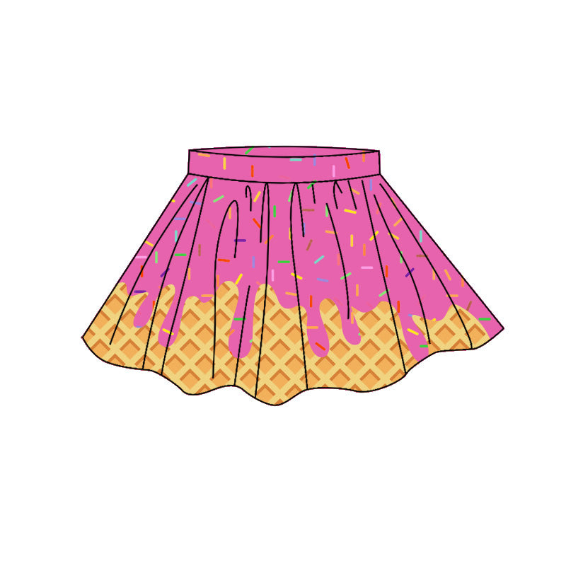 4.7 GLK0279 Preorder Hot Pink Sprinkles Drip Girls Bottom Yoga Skirts