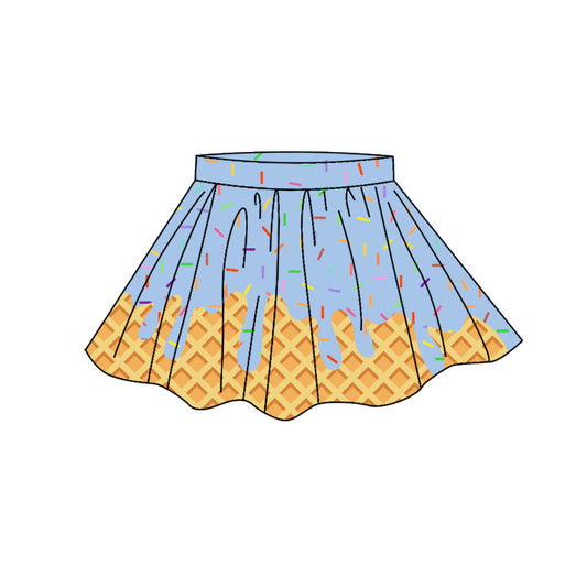 4.7 GLK0282 Preorder Light Blue Sprinkles Drip Girls Bottom Yoga Skirts