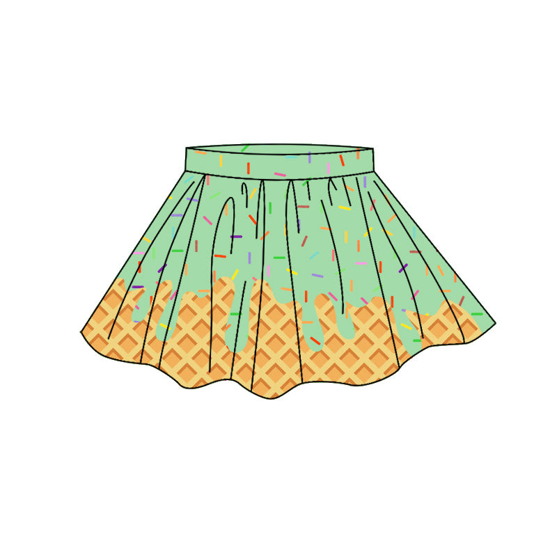 4.7 GLK0285 Preorder Green Sprinkles Drip Girls Bottom Yoga Skirts