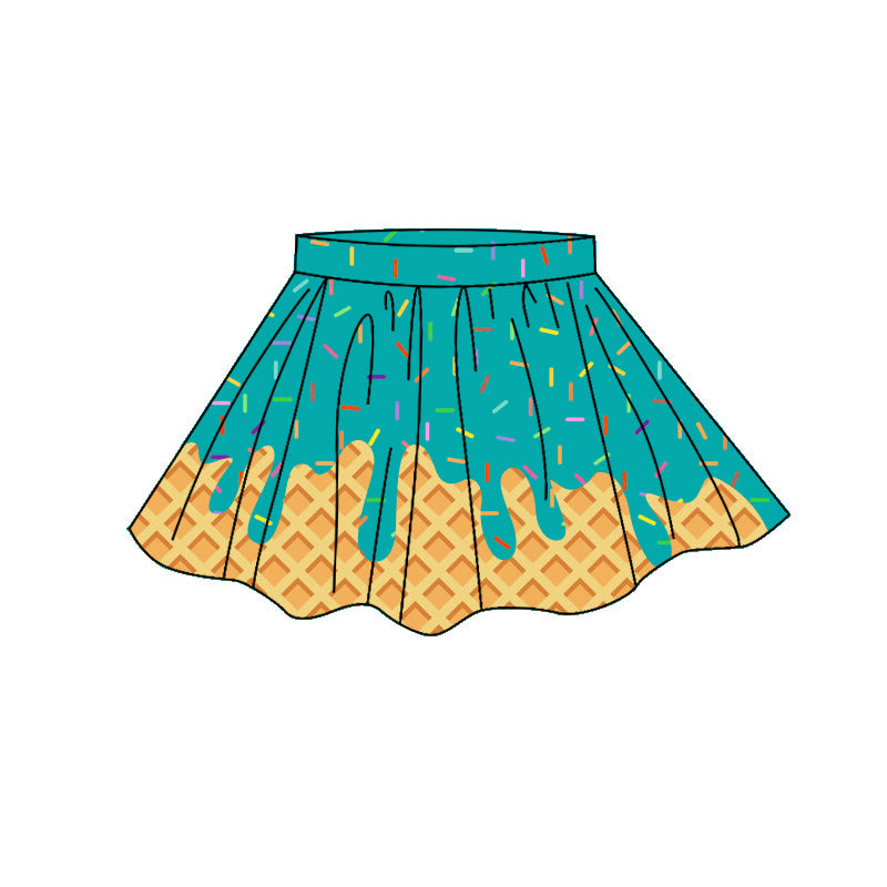 4.7 GLK0286 Preorder Teal Sprinkles Drip Girls Bottom Yoga Skirts